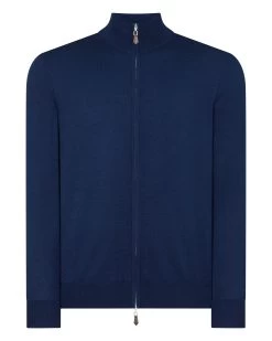Men's Hyde Fine Gauge Cashmere Full Zip Jumper French Blue -Cozy Fashion Shop AW23 NPG000211RC F72 2
