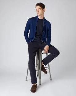 Men's Hyde Fine Gauge Cashmere Full Zip Jumper French Blue -Cozy Fashion Shop AW23 NPG000211RC F72 3