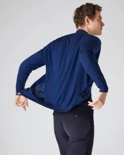 Men's Hyde Fine Gauge Cashmere Full Zip Jumper French Blue -Cozy Fashion Shop AW23 NPG000211RC F72 4