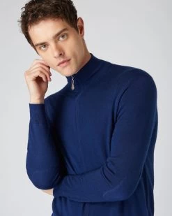 Men's Hyde Fine Gauge Cashmere Full Zip Jumper French Blue -Cozy Fashion Shop AW23 NPG000211RC F72 5
