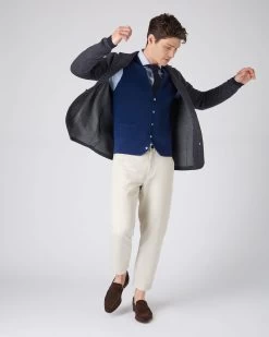 Men's Chelsea Cashmere Waistcoat French Blue 9 Men's Chelsea Cashmere Waistcoat French Blue -Cozy Fashion Shop AW23 NPG000221 F71 3