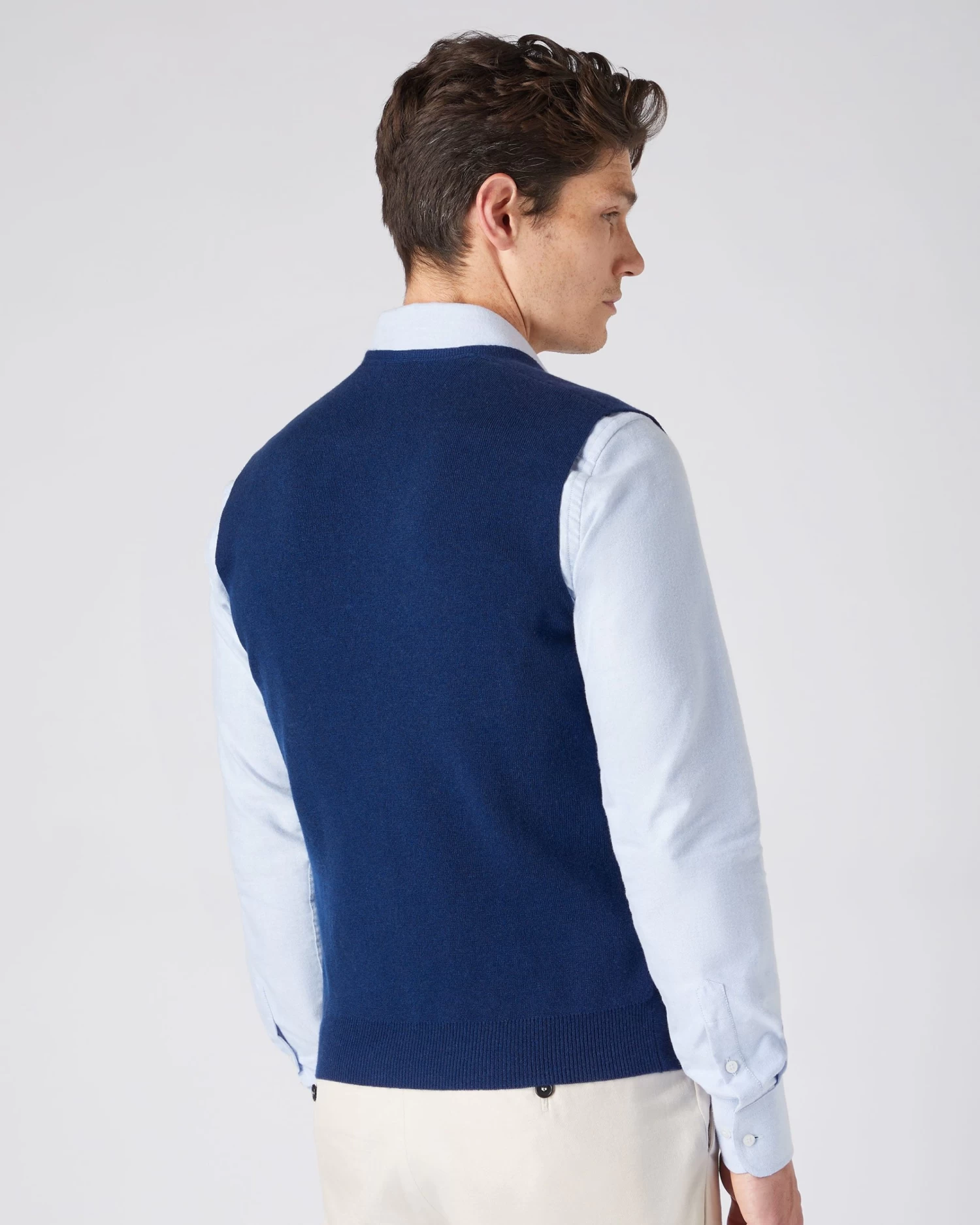 Men's Chelsea Cashmere Waistcoat French Blue 6 Men's Chelsea Cashmere Waistcoat French Blue - Image 4