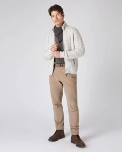 Men's Richmond Cable Cashmere Cardigan Pebble Grey -Cozy Fashion Shop AW23 NPG000223 PBG 3