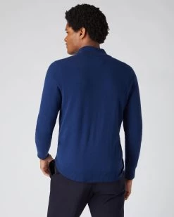 Men's Carnaby Half Zip Cashmere Jumper French Blue 10 Men's Carnaby Half Zip Cashmere Jumper French Blue -Cozy Fashion Shop AW23 NPG000225C F84 4