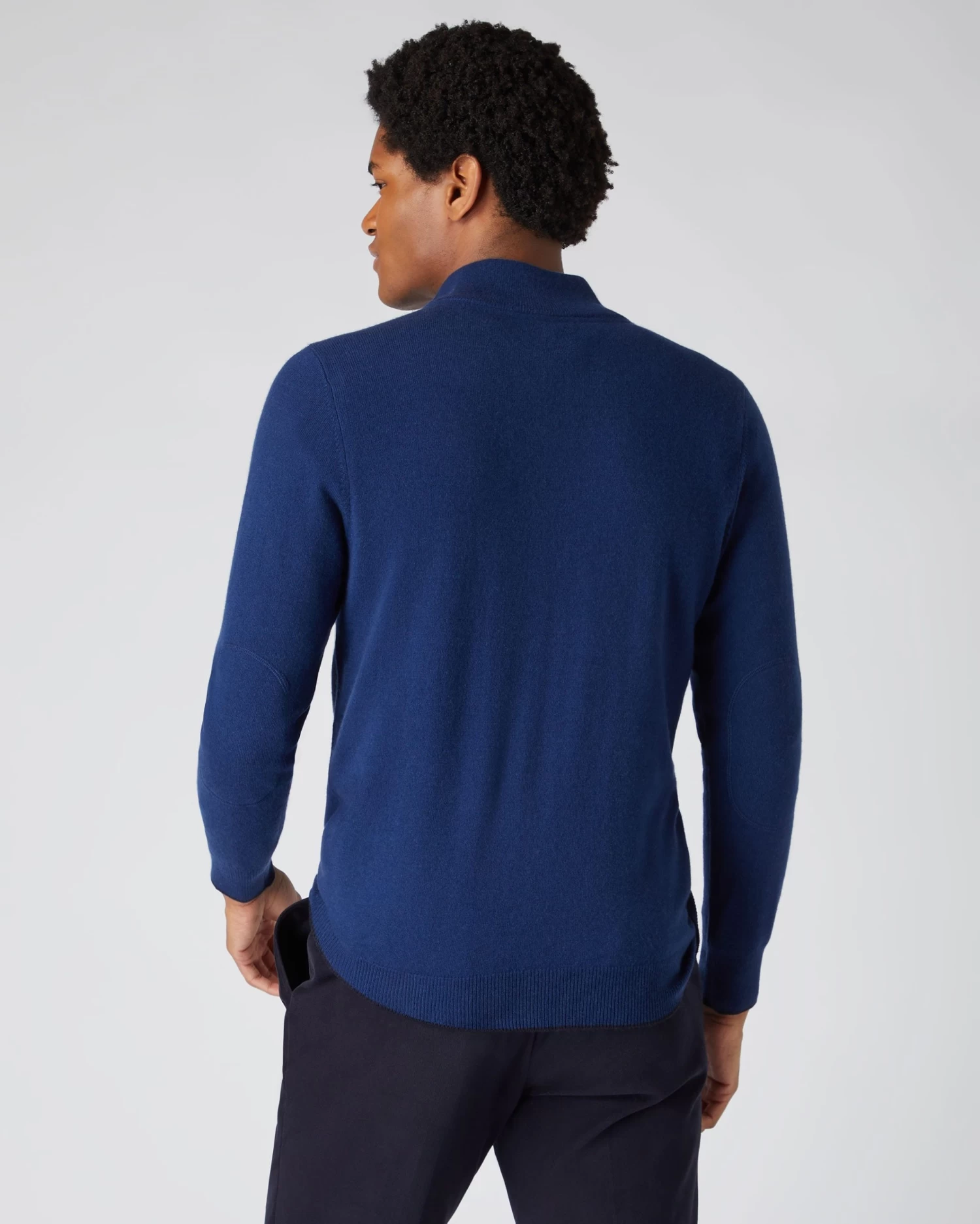 Men's Carnaby Half Zip Cashmere Jumper French Blue 6 Men's Carnaby Half Zip Cashmere Jumper French Blue - Image 4