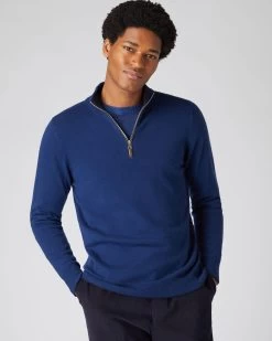 Men's Carnaby Half Zip Cashmere Jumper French Blue
