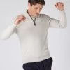 Men's Carnaby Half Zip Cashmere Jumper Pebble Grey -Cozy Fashion Shop AW23 NPG000225C P45 1
