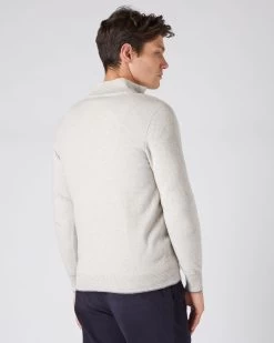 Men's Carnaby Half Zip Cashmere Jumper Pebble Grey -Cozy Fashion Shop AW23 NPG000225C P45 4