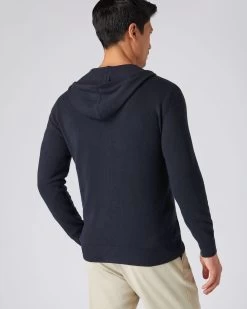 Men's Ladbroke Cashmere Hoodie Navy Blue -Cozy Fashion Shop AW23 NPG000303B N62 4