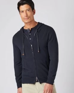 Men's Ladbroke Cashmere Hoodie Navy Blue -Cozy Fashion Shop AW23 NPG000303B N62 5