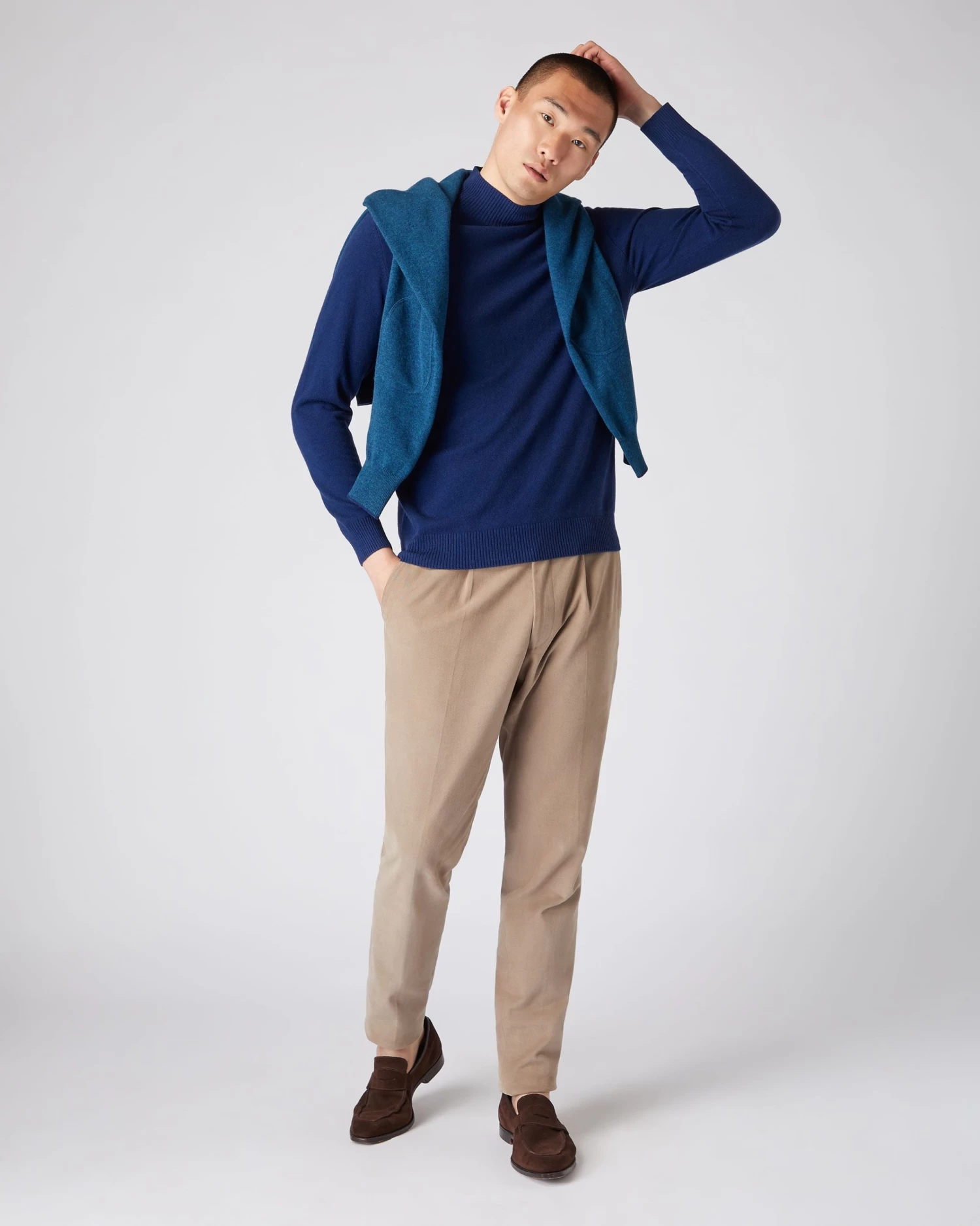 Men's Turtle Neck Cashmere Jumper French Blue 5 Men's Turtle Neck Cashmere Jumper French Blue - Image 3