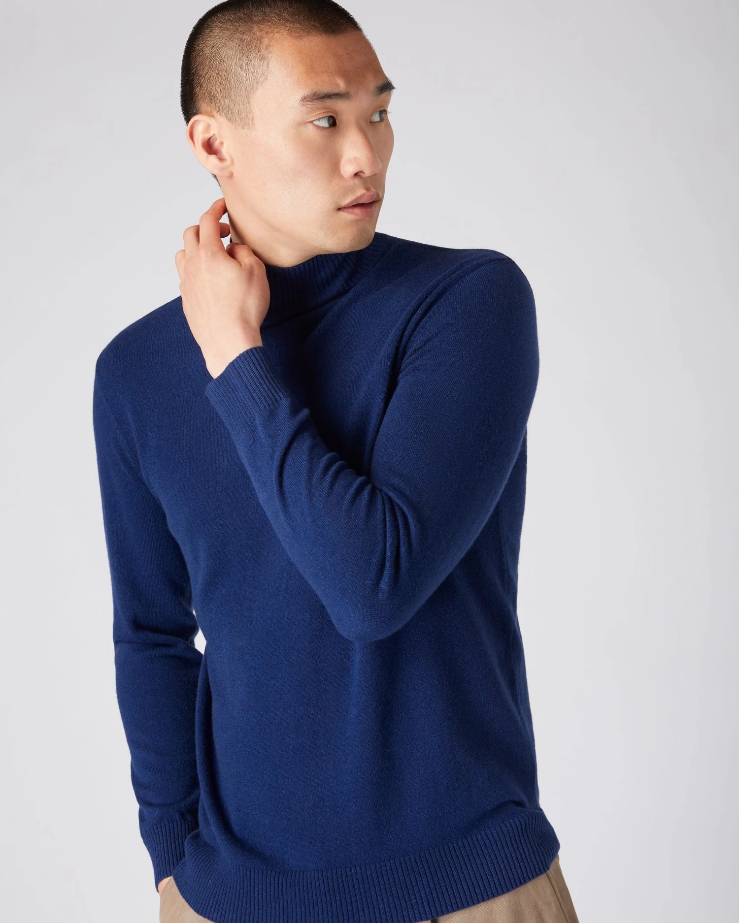 Men's Turtle Neck Cashmere Jumper French Blue 7 Men's Turtle Neck Cashmere Jumper French Blue - Image 5