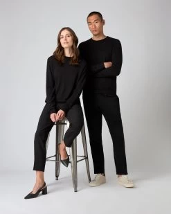 Men's Covent Fine Gauge Cashmere Round Neck Jumper Black -Cozy Fashion Shop AW23 NPG000476 BLK 6