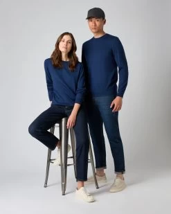 Men's Covent Fine Gauge Cashmere Round Neck Jumper French Blue 13 Men's Covent Fine Gauge Cashmere Round Neck Jumper French Blue -Cozy Fashion Shop AW23 NPG000476 F72 6