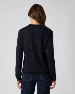 Women's Covent Fine Gauge Cashmere Round Neck Jumper Navy Blue -Cozy Fashion Shop AW23 NPG000476 NVY 4 90752859 90c2 434a 8c5e a7b6be8c5370