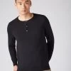 Men's Round Neck Cotton Cashmere Henley Black 1 Men's Round Neck Cotton Cashmere Henley Black -Cozy Fashion Shop AW23 NPG000538JB BLK 1