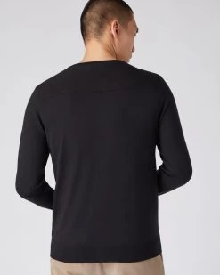 Men's Round Neck Cotton Cashmere Henley Black -Cozy Fashion Shop AW23 NPG000538JB BLK 4