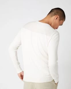 007 Round Neck Cotton Cashmere Henley New Ivory White -Cozy Fashion Shop AW23 NPG000538JB NIV 4