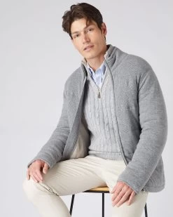 Men's Rib Padded Cashmere Jacket Flannel Grey -Cozy Fashion Shop AW23 NPG108697 F88 1