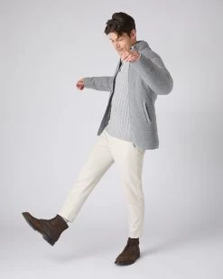 Men's Rib Padded Cashmere Jacket Flannel Grey -Cozy Fashion Shop AW23 NPG108697 F88 3