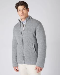 Men's Rib Padded Cashmere Jacket Flannel Grey