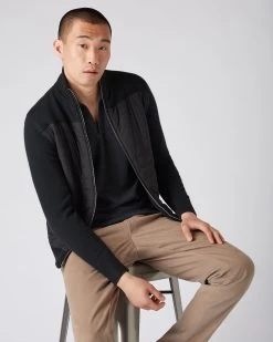 Men's Quilted Woven Mix Jacket Black -Cozy Fashion Shop AW23 NPG108856 BBK 1