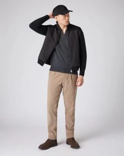 Men's Quilted Woven Mix Jacket Black -Cozy Fashion Shop AW23 NPG108856 BBK 3