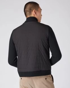 Men's Quilted Woven Mix Jacket Black -Cozy Fashion Shop AW23 NPG108856 BBK 4