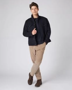 Men's Short Woven Jacket Navy Blue -Cozy Fashion Shop AW23 NPG108890 NVY 3