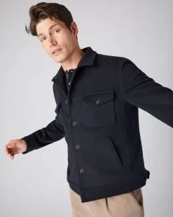 Men's Short Woven Jacket Navy Blue -Cozy Fashion Shop AW23 NPG108890 NVY 5