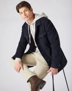 Men's Woven Cashmere Jacket Navy Blue