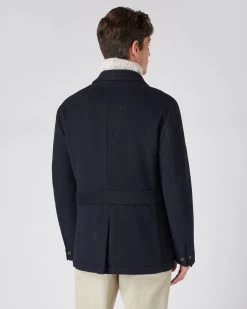 Men's Woven Cashmere Jacket Navy Blue -Cozy Fashion Shop AW23 NPG108891 NVY 4