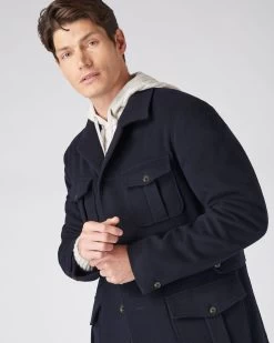Men's Woven Cashmere Jacket Navy Blue -Cozy Fashion Shop AW23 NPG108891 NVY 5