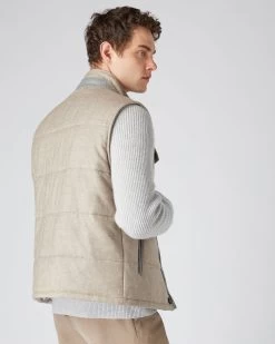 Men's Rib Sleeve Woven Jacket Light Brown -Cozy Fashion Shop AW23 NPG108968 L23 4