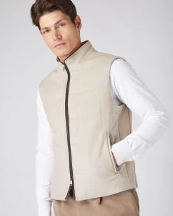 Men's Belgravia Cashmere Gilet Oatmeal Brown -Cozy Fashion Shop AW23 NPG108972 OTM 5