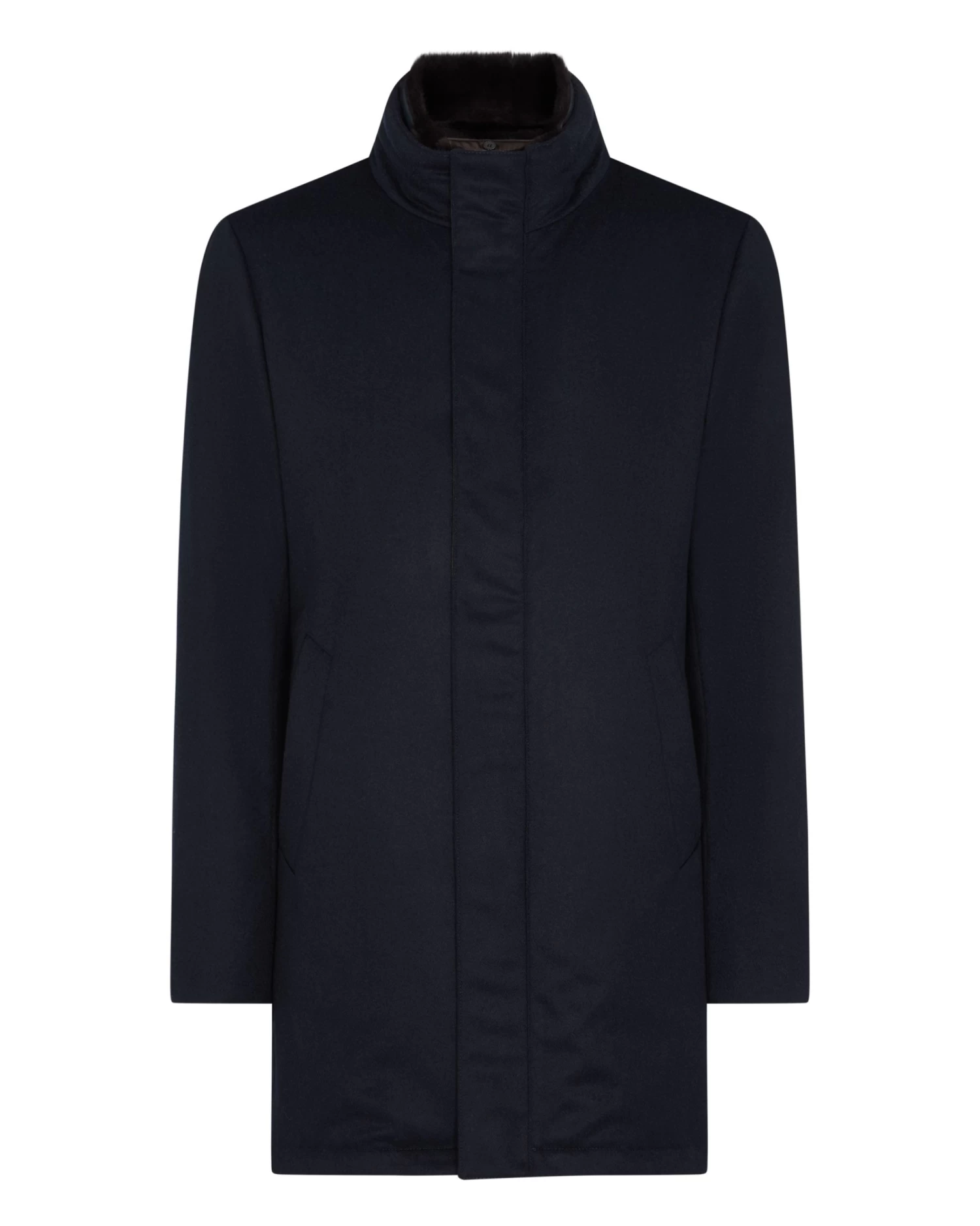 Men's Fur Trim Woven Parka Navy Blue 4 Men's Fur Trim Woven Parka Navy Blue - Image 2