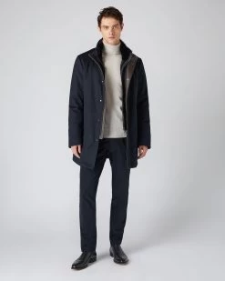 Men's Fur Trim Woven Parka Navy Blue 10 Men's Fur Trim Woven Parka Navy Blue -Cozy Fashion Shop AW23 NPG108988 NVY 3