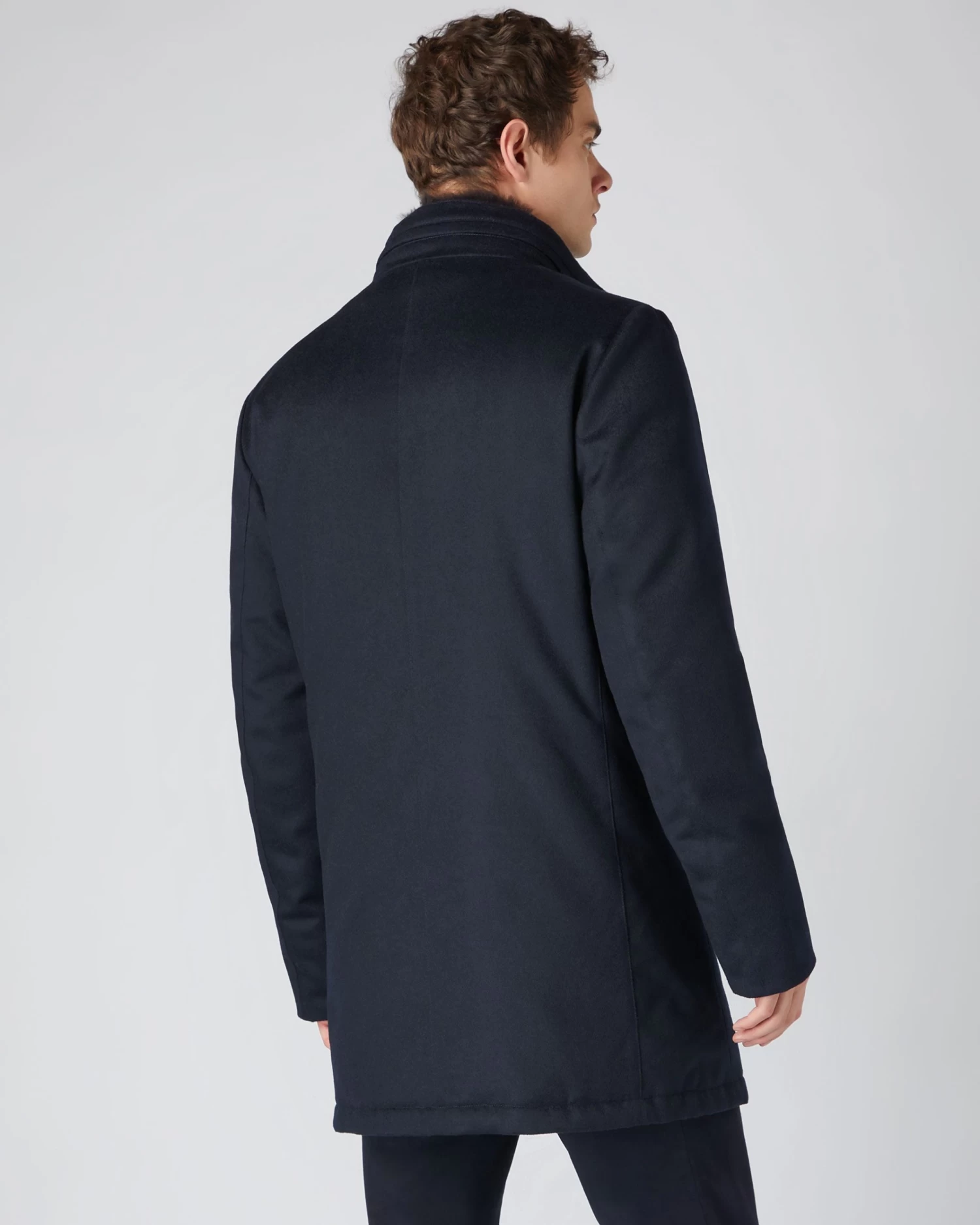 Men's Fur Trim Woven Parka Navy Blue 6 Men's Fur Trim Woven Parka Navy Blue - Image 4