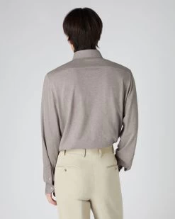 Men's Button Down Collar Shirt Beige Brown -Cozy Fashion Shop AW23 NPG109278 BGE 4