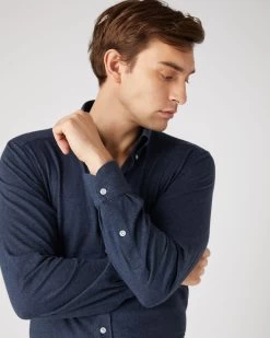 Men's Button Down Collar Shirt Blue 11 Men's Button Down Collar Shirt Blue -Cozy Fashion Shop AW23 NPG109278 BLU 5