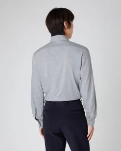 Men's Button Down Collar Shirt Grey -Cozy Fashion Shop AW23 NPG109278 GRY 4