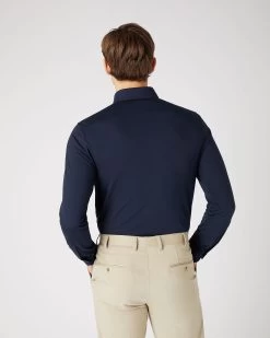 Men's Button Down Collar Shirt Navy Blue 11 Men's Button Down Collar Shirt Navy Blue -Cozy Fashion Shop AW23 NPG109278 NVY 4