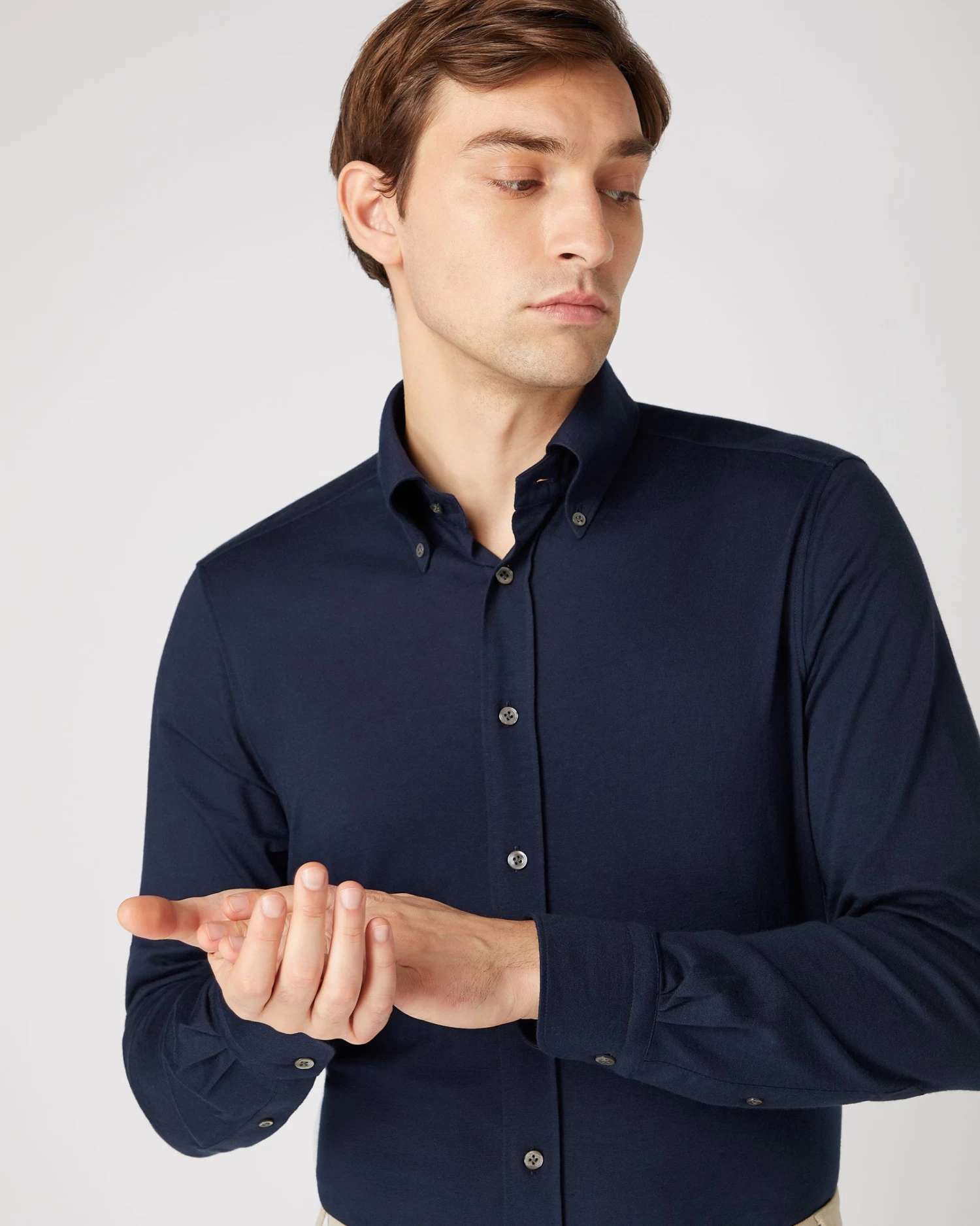 Men's Button Down Collar Shirt Navy Blue 7 Men's Button Down Collar Shirt Navy Blue - Image 5