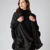 Women's Ayla Fur Trim Cashmere Cape Dark Charcoal Grey