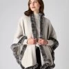 Women's Ayla Fur Trim Cashmere Cape Pebble Grey