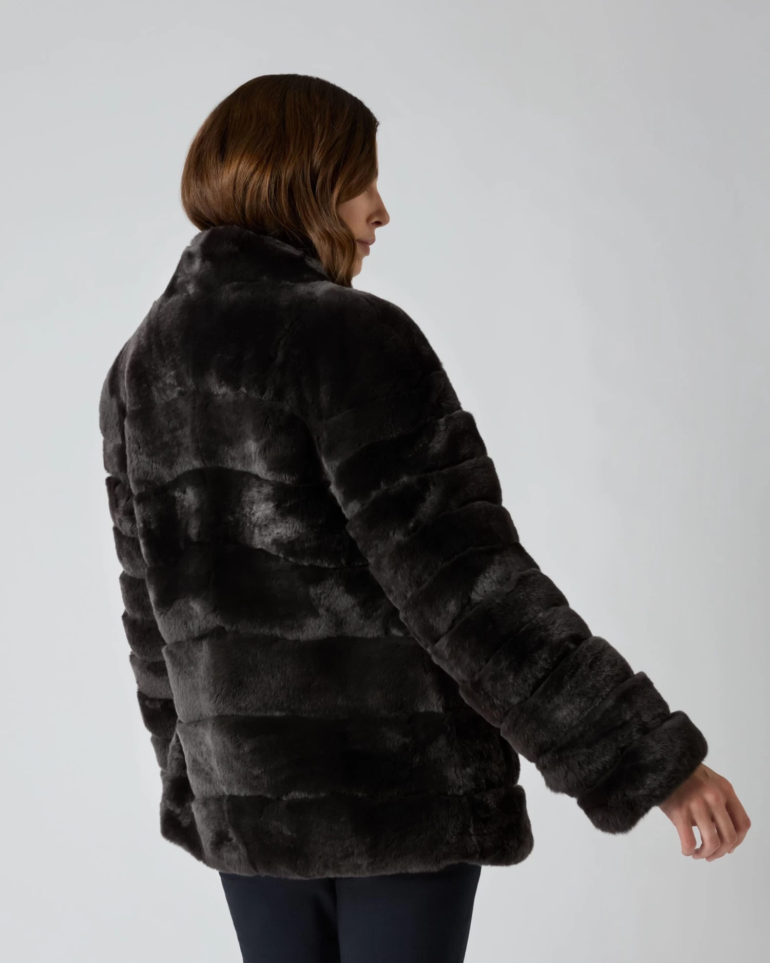 Women's Zoe Fur Jacket Dark Grey 6 Women's Zoe Fur Jacket Dark Grey - Image 4