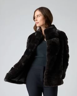 Women's Zoe Fur Jacket Dark Grey 11 Women's Zoe Fur Jacket Dark Grey -Cozy Fashion Shop AW23 NPW001575 DKG 5