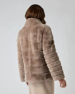 Women's Zoe Fur Jacket Taupe Brown -Cozy Fashion Shop AW23 NPW001575 TAU 4