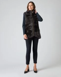 Women's Nova Fur Gilet Dark Grey -Cozy Fashion Shop AW23 NPW001576 DKG 3