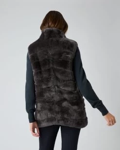 Women's Nova Fur Gilet Dark Grey -Cozy Fashion Shop AW23 NPW001576 DKG 4
